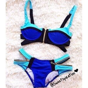 NWOT Colorblock Zipper Bikini