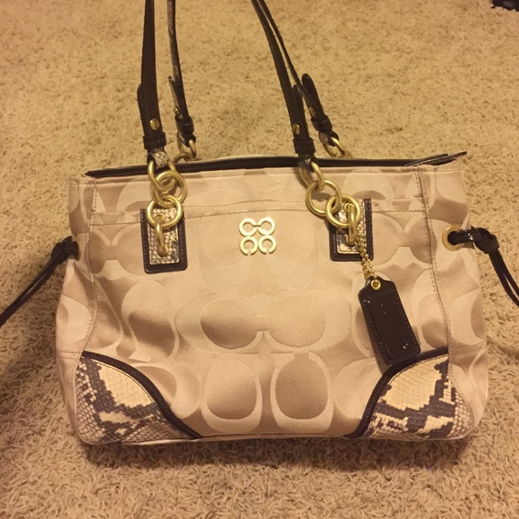 NWOT Coach Bag! Khaki/Snake Skin! Looks amazing!😍