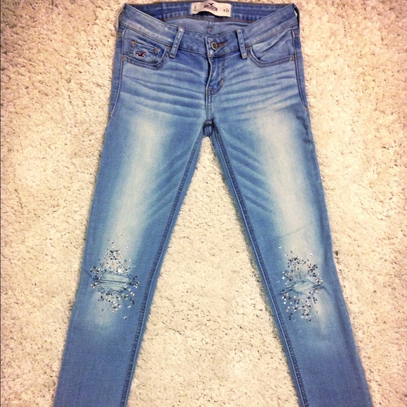SOLD!! super embellished knee skinny jeans.