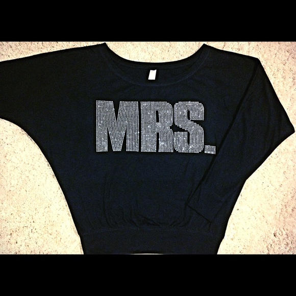 SOLD!! Rhinestone bling "MRS" 3/4 sleeve top