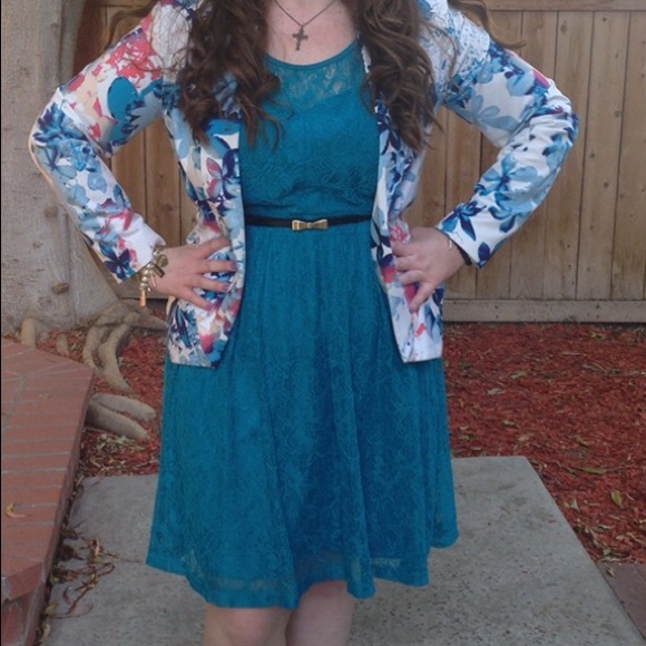 Forever 21 Teal Lace Dress XL