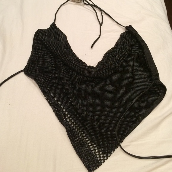 Vintage Black chain mesh halter top