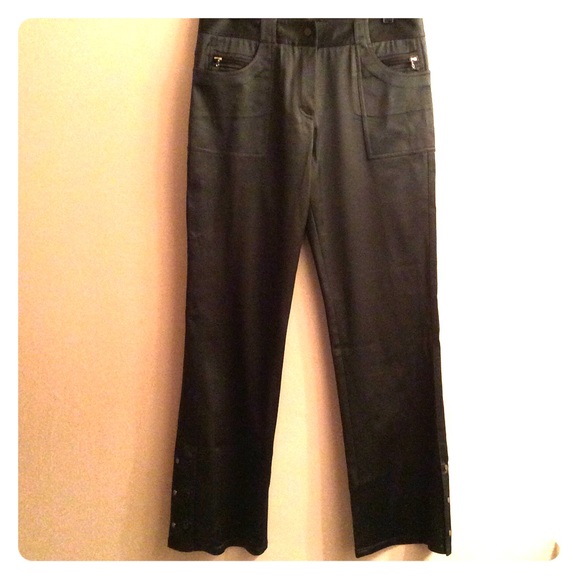 Ellie Tahari NWOT Sexy Dark Green Satin Pant 8