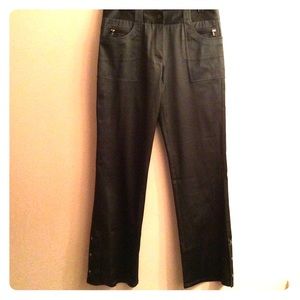 Ellie Tahari NWOT Sexy Dark Green Satin Pant 8