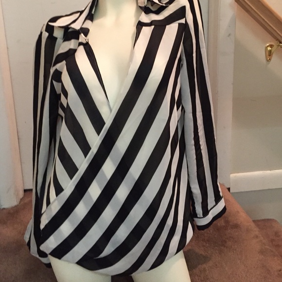 Black and beige blouse