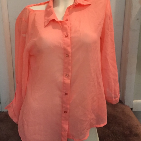 Neon peach blouse