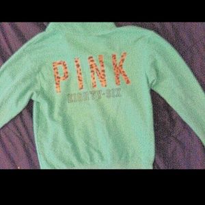 VS PINK Cheetah & Teal Crew neck