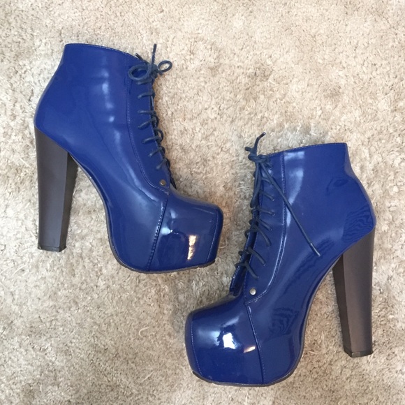 neon blue high heels
