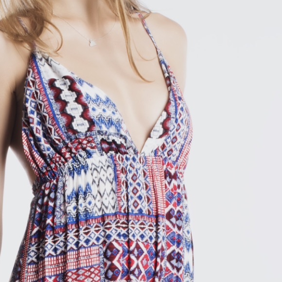 "Set on Fire" Tribal Printed Backless Maxi Dress - Picture 3 of 3