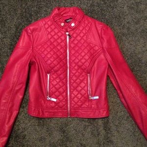 Bebe red leather jacket