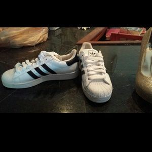 White and black Adidas original shoes