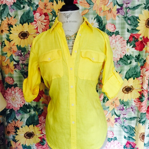 Yellow Ralph Lauren linen button down - Picture 2 of 4