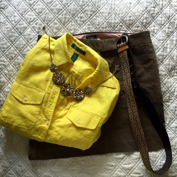 Yellow Ralph Lauren linen button down - Picture 4 of 4