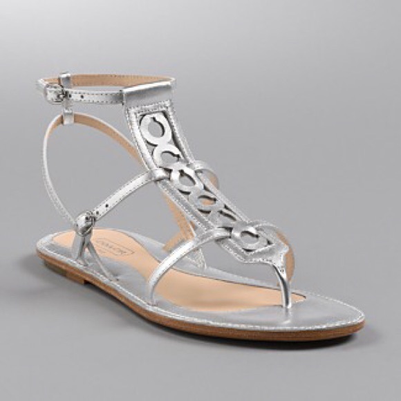 Coach Shoes Coach Silver Strappy Sandals Size 7 Poshmark