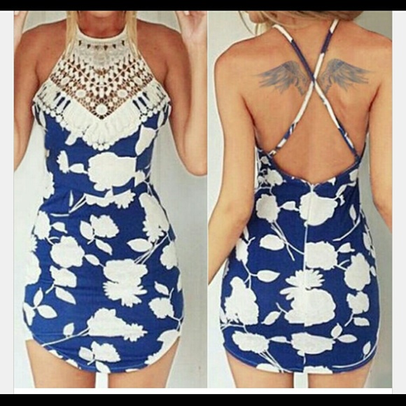 White and blue dress