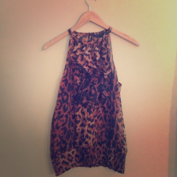 Ruffled Front Animal Print Blouse