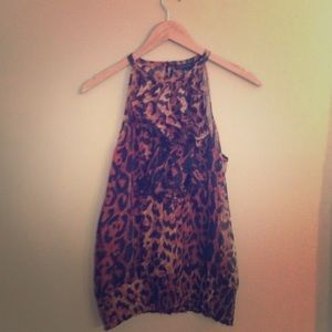 Ruffled Front Animal Print Blouse