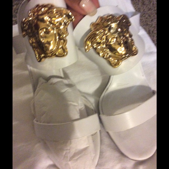 Versace Shoes - White Versace Medusa head sandal ❌SOLD❌