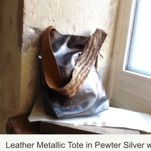 Leather metallic tote