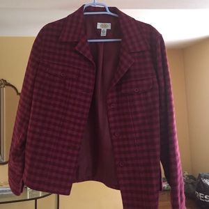 Red checkered wool jacket