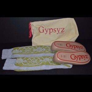 Gypsyz snowflake knit knee high 26" Jean blue/lime