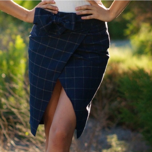 Dresses & Skirts - LAST CALL Windowpane wrap pencil skirt