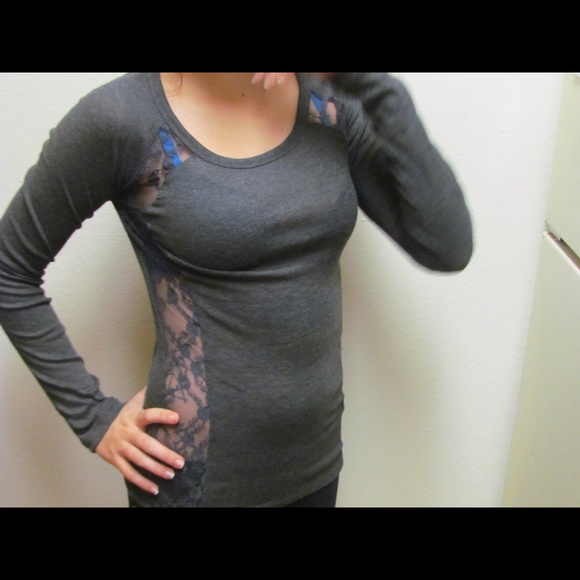 Cute Grey Lace Long Sleeve