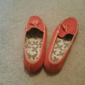 Lands End orange moccasins size 11 very nice