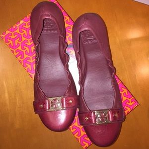 Tory Burch Ambrose Bordeaux Ballet Flats