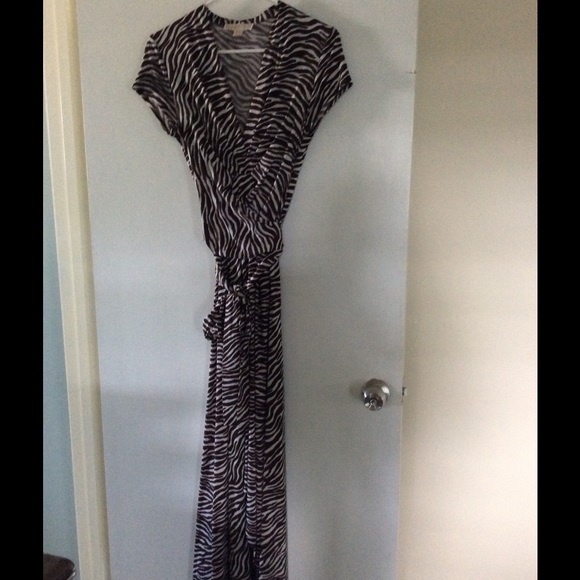 Michael Kors zebra print high/low wrap maxi dress