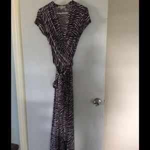 Michael Kors zebra print high/low wrap maxi dress