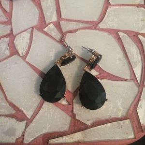 Black double tear drop earrings