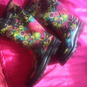 Floral Print Rain Boots