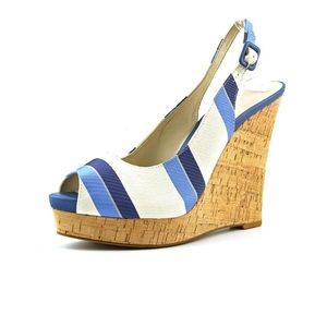 Nine West Nautical Inspired PeepToe Striped Wedges