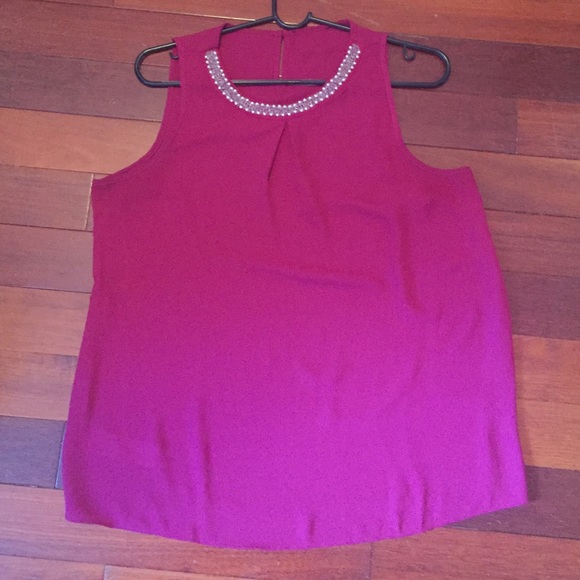Tank top with embellished neckline