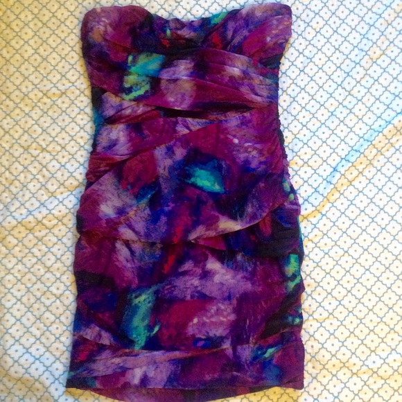 Guess strapless multicolored dress