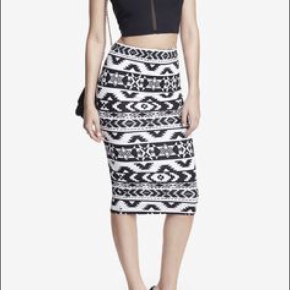 Express Aztec Midi Skirt