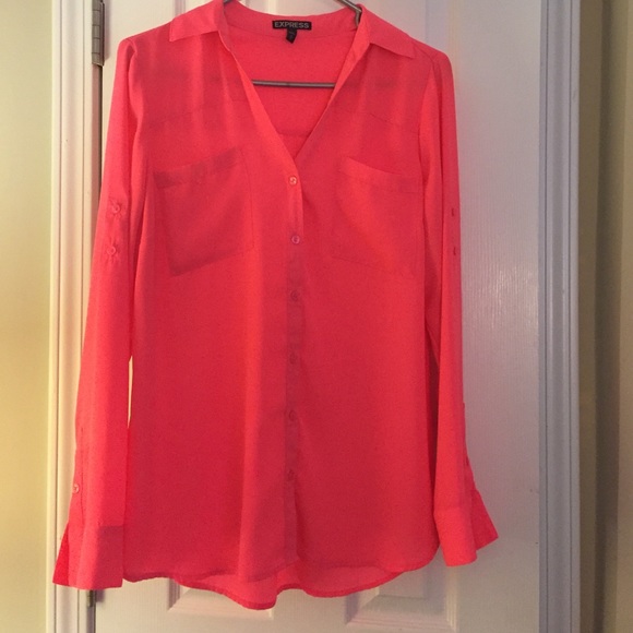 Express Tops - Gorgeous neon pink Express Portofino blouse