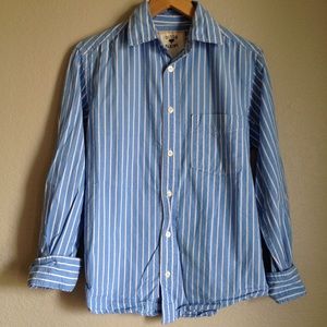 Long Sleeve Light Blue Striped Polo Shirt