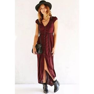 FOUND: ecoté by UO plaid maxi dress lace up back
