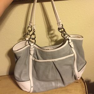 Coach grey and white leather handbag