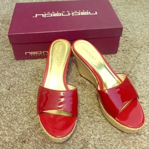 Red wedge slippers/sandals
