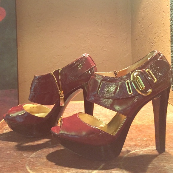 Michael Kors Dark Red Patent Leather Pumps