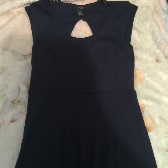 Navy blue dress with open back