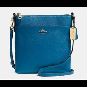 NEW Coach Denim swingpack textured leather