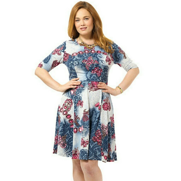 Spruce & Sage Lace Butterfly Fit & Flare Dress 2X