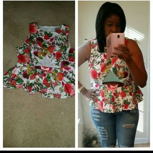 Asos floral cut out top