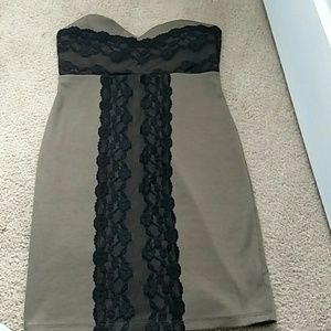 Sexy olive green and black lace bodycon dress