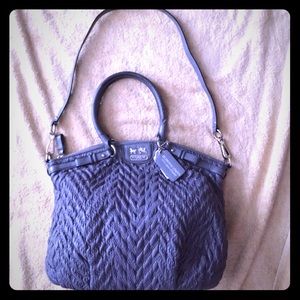 COACH GRAY MADISON GATHERED LEATHER SATCHEL BAG