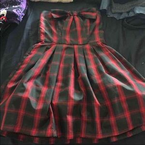 Red and black halter dress